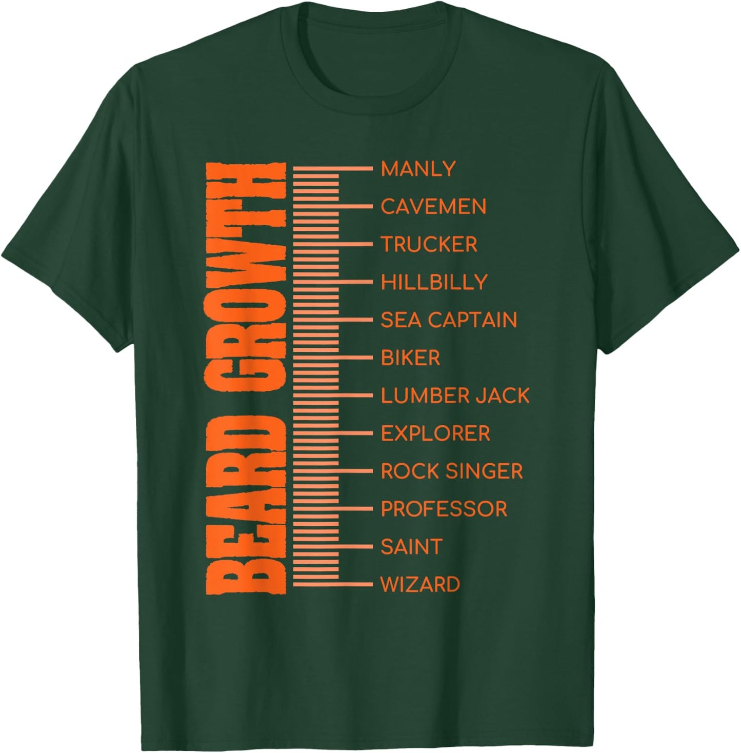 Beard Growth Size Chart Men's Facial Hair Funny Beard T-Shirt - T-Shirt | Forest