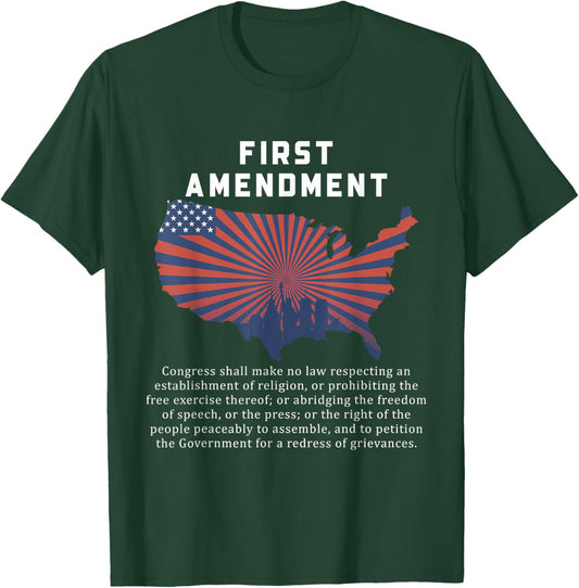 1St First Amendment U.S. Constitution Patriot US History T-Shirt - T-Shirt | Forest