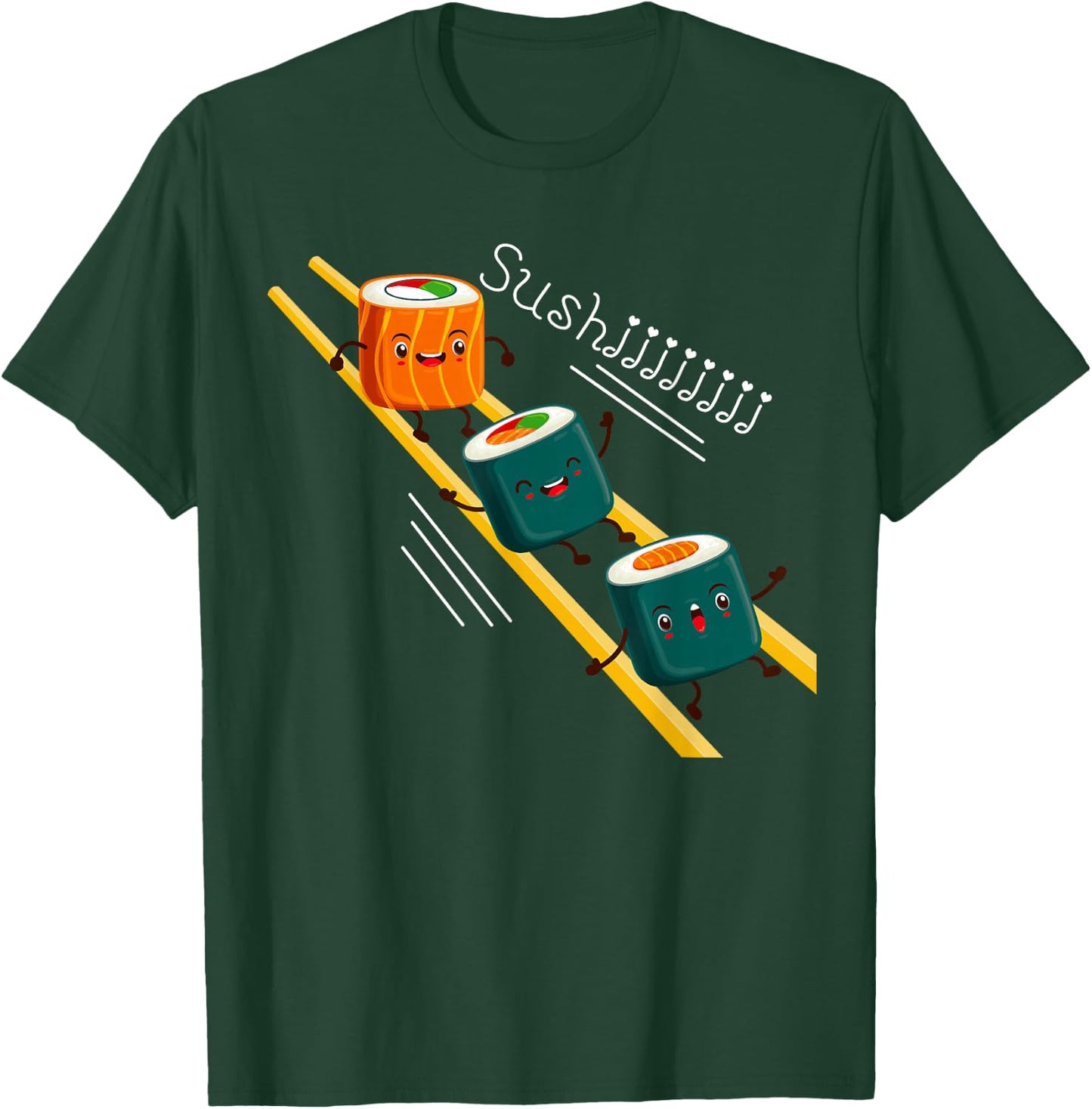 Funny Happy Cute Sushi Anime character Kawaii Japaneses Food T-Shirt - T-Shirt | Forest