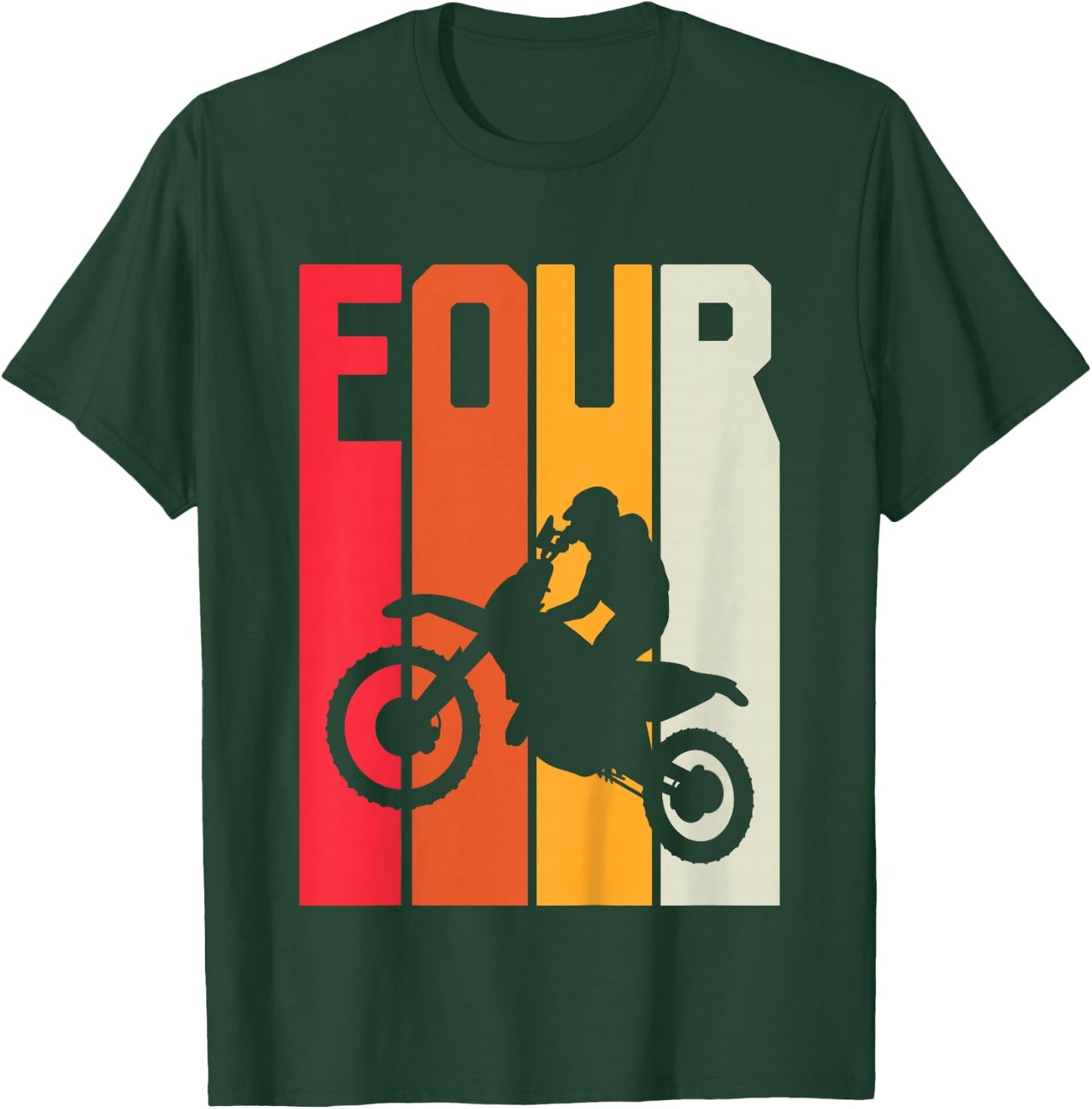 4th Birthday Retro Motocross 4 Years Boys Girl Dirt Bike T-Shirt - T-Shirt | Forest
