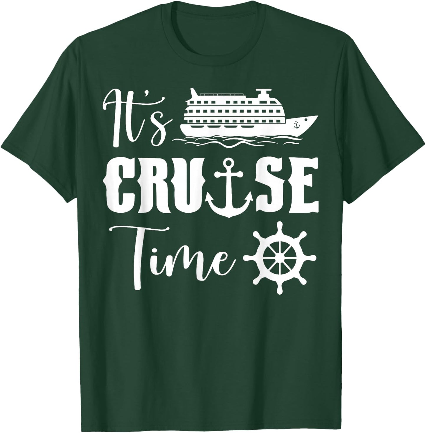 Funny It's Cruise Time Shirt - Black - Small - Short Sleeve - Cotton Blend - Exclusive Novelly Design, Embroidery T-Shirt - T-Shirt | Forest