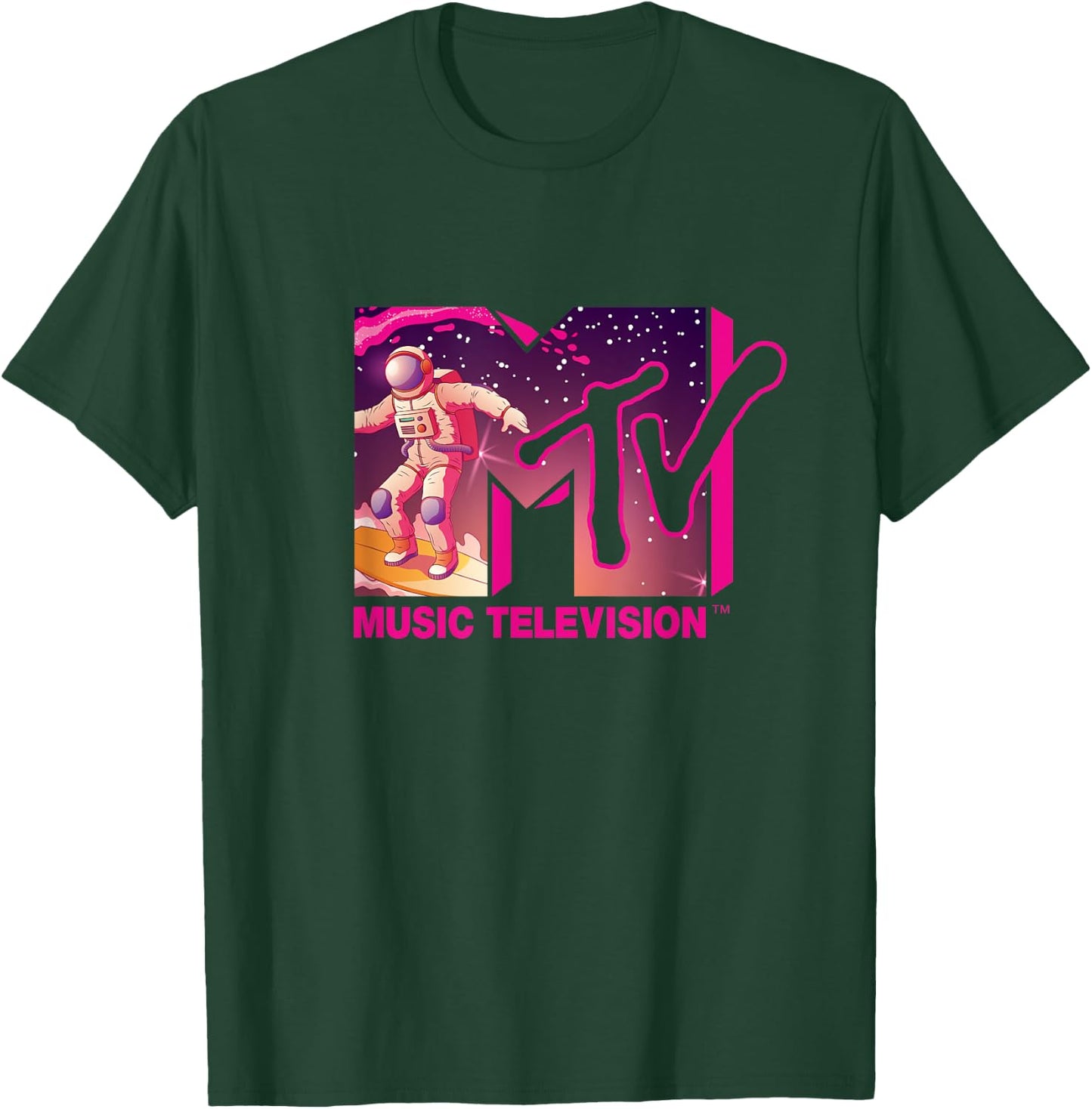 Mademark x MTV - Official MTV Logo - Surfing Astronaut in Space T-Shirt - T-Shirt | Forest