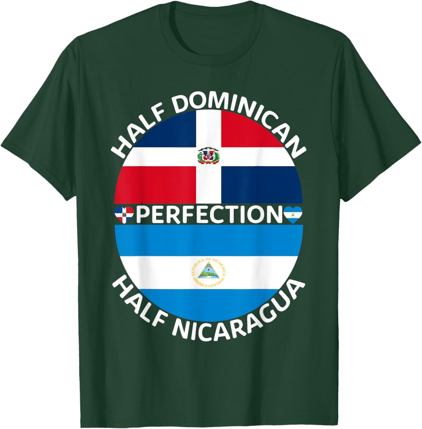 Half Nicaraguan Half Dominican Republic Nicaragua Flag Men T-Shirt - T-Shirt | Forest