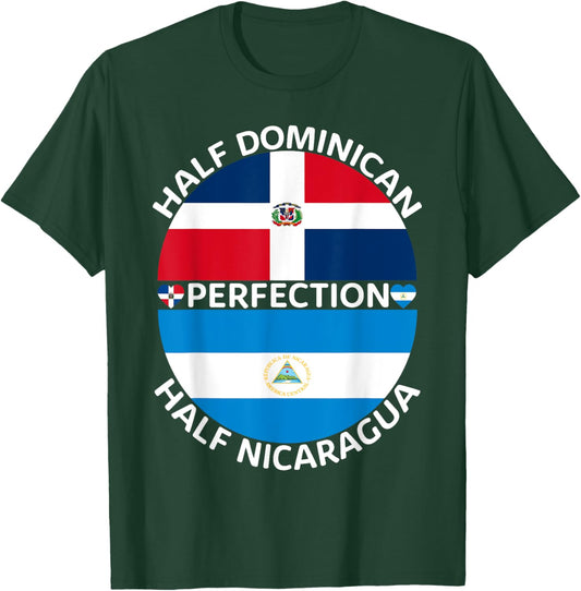 Half Nicaraguan Half Dominican Republic Nicaragua Flag Men T-Shirt - T-Shirt | Forest