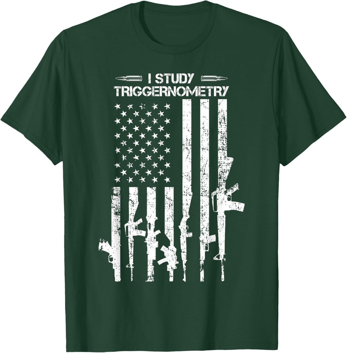 I Study Triggernometry - Funny Gun Pro Guns American Flag T-Shirt - T-Shirt | Forest