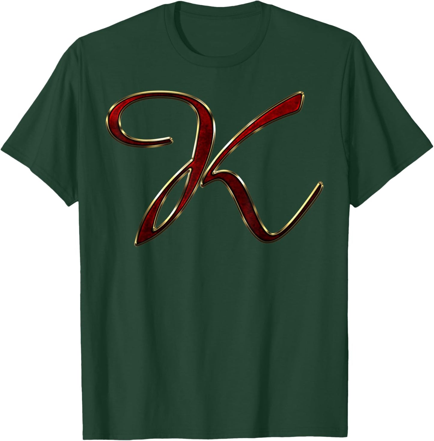 Monogram Initial Letter K Red T-Shirt - T-Shirt | Forest