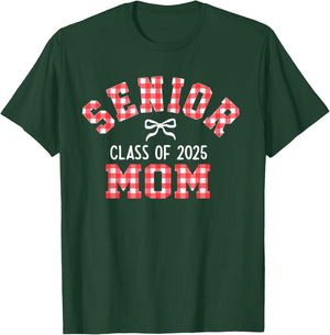 Senior 2025, Class of 2025, Senior Mom Bow Back to School T-Shirt - T-Shirt | Forest
