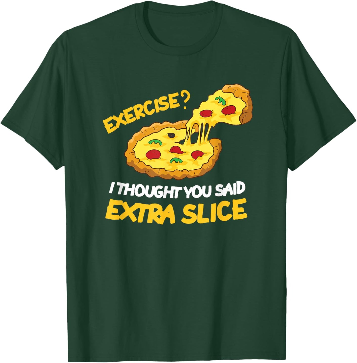 Pizza Workout Homework Funny Pizza Kids School Exercise T-Shirt - T-Shirt | Forest