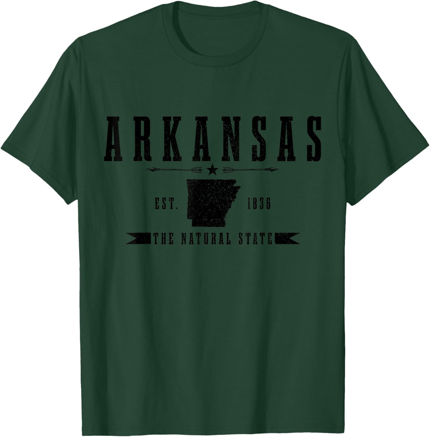Arkansas Est. 1836 Vintage USA America Souvenir T-Shirt - T-Shirt | Forest