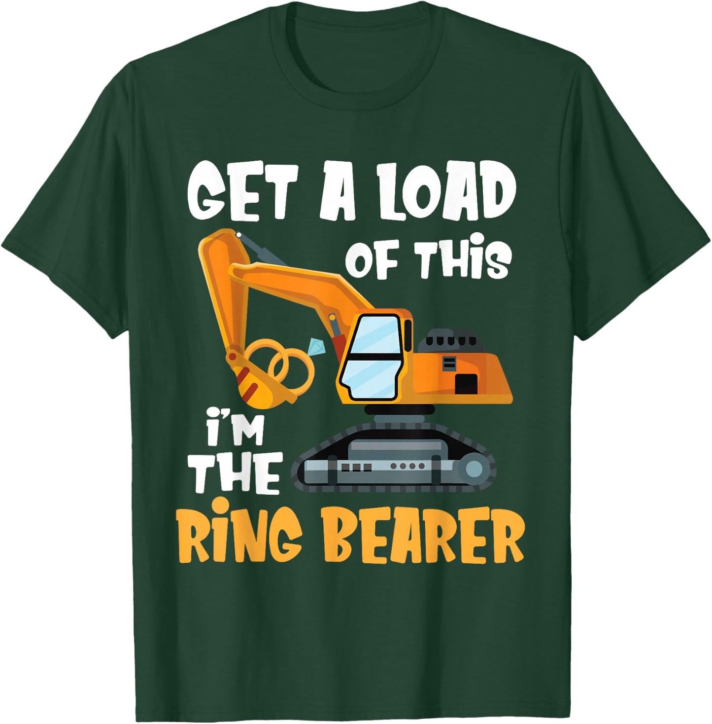 Funny Wedding Party Ring Bearer Excavator Boys Ring Bearer T-Shirt - T-Shirt | Forest