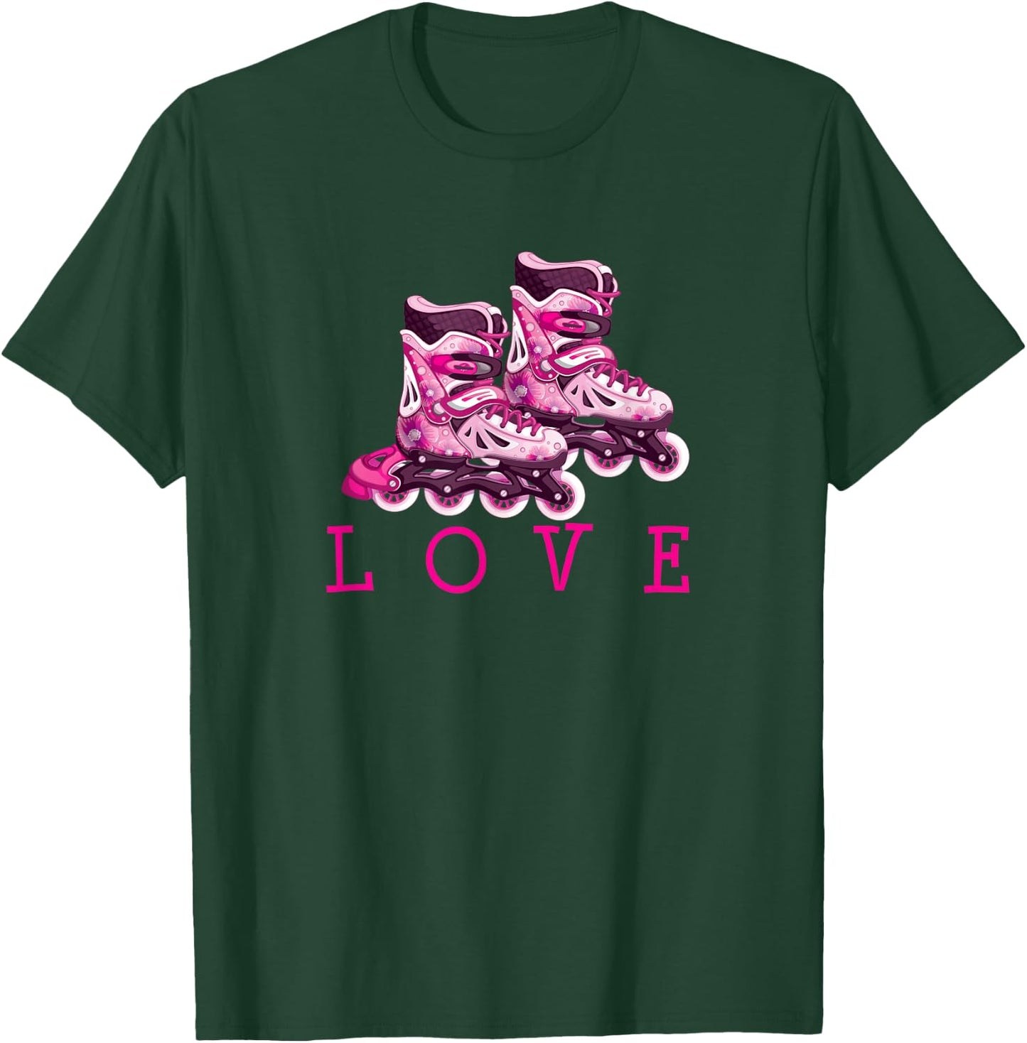 Love Skating Rollerblade Girl Gift Women Cute Fun T-Shirt - T-Shirt | Forest