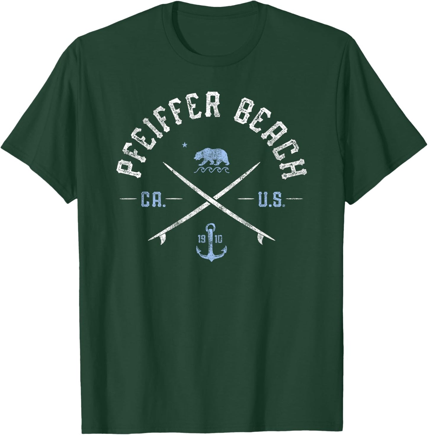 Pfeiffer Beach CA Vintage California Travel T-Shirt - T-Shirt | Forest