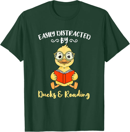 Easily Distracted By Ducks And Reading Librarian T-Shirt - T-Shirt | Forest