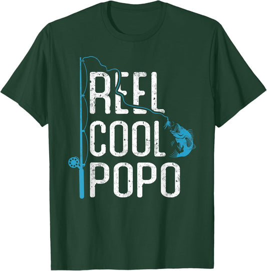 Reel cool Popo Fishing Father’s Day Gift Fisherman Popo T-Shirt - T-Shirt | Forest