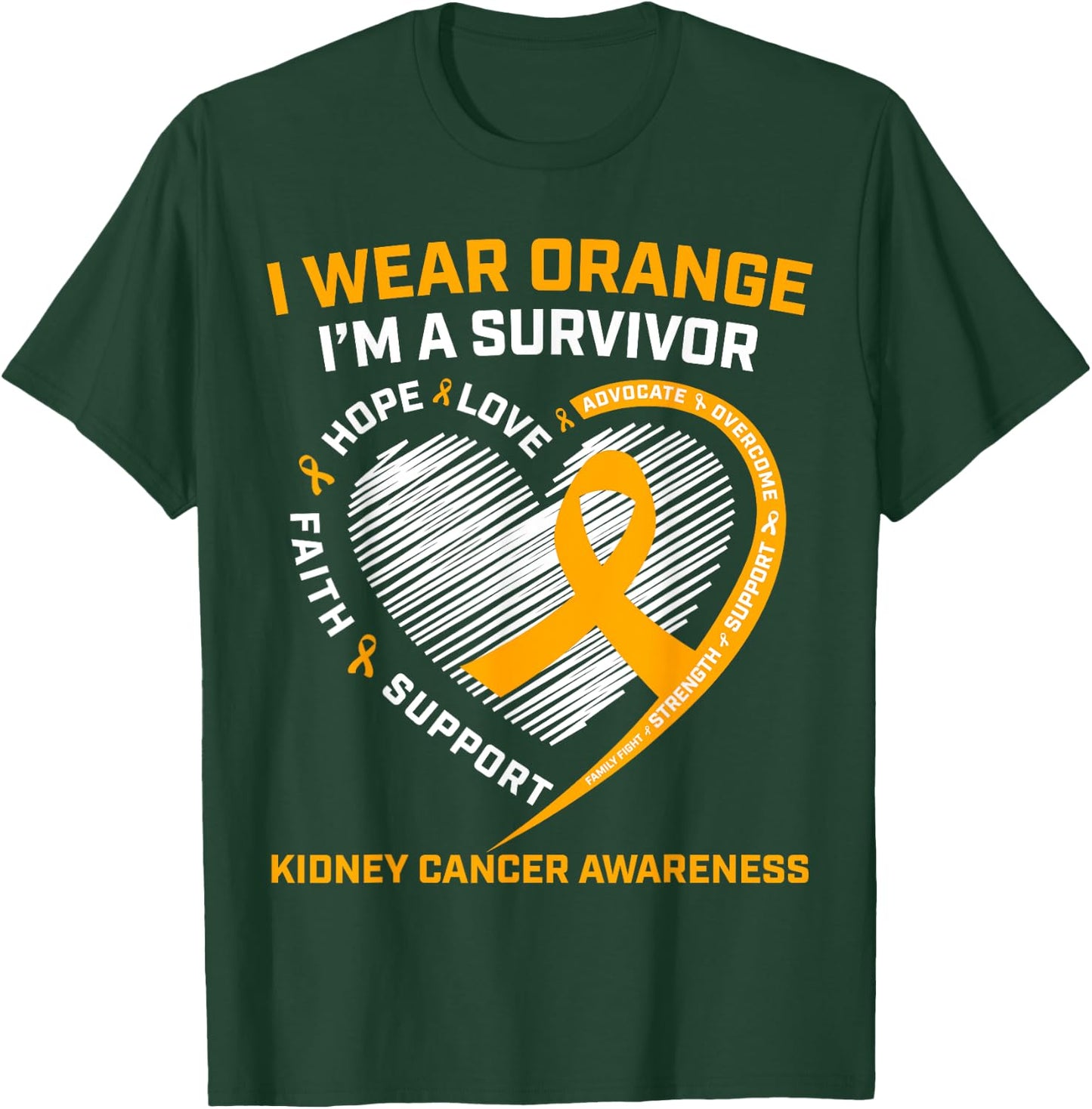 In March We Wear Orange Kidney Cancer Survivor Gifts Graphic T-Shirt - T-Shirt | Forest