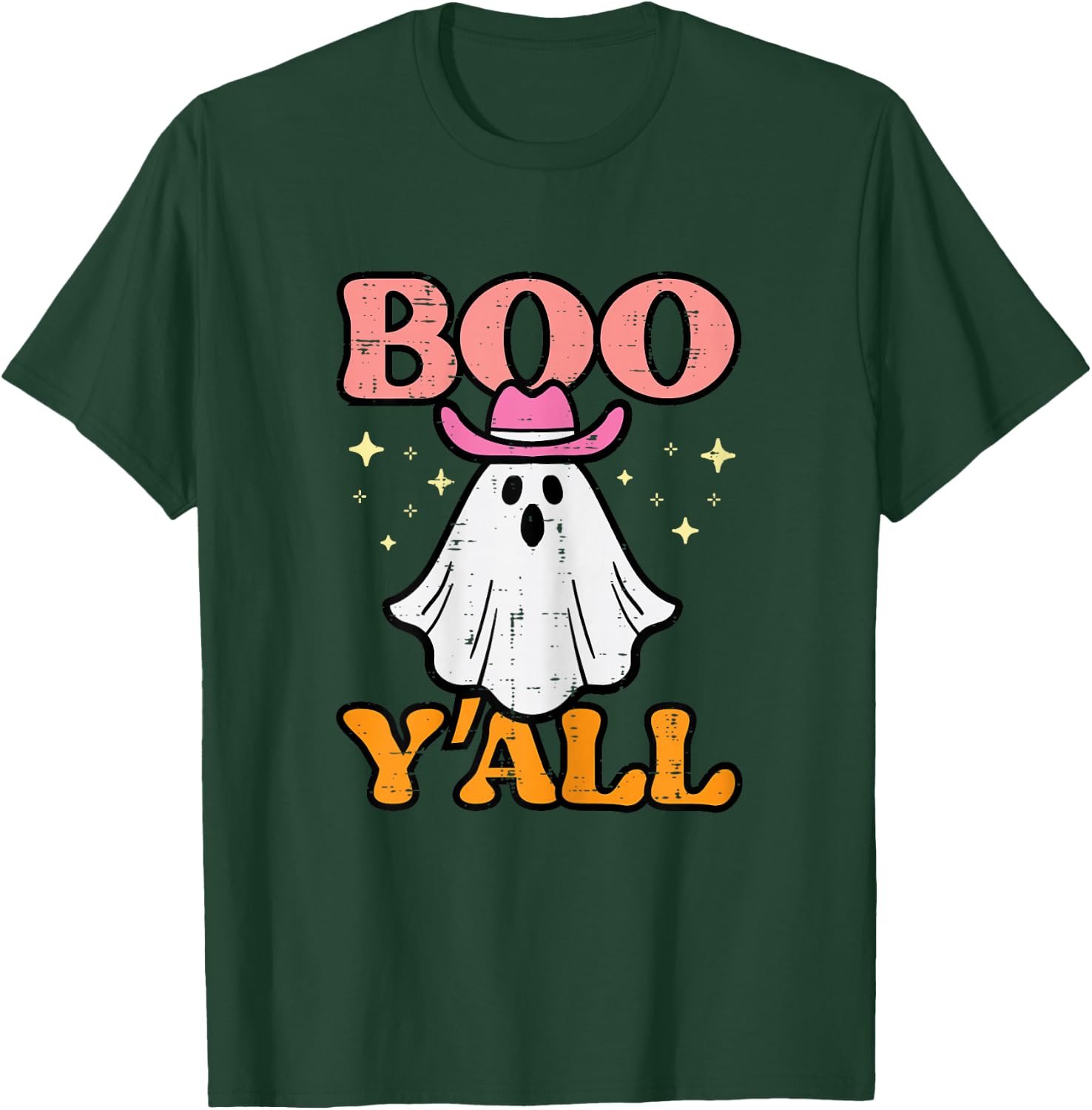 Halloween Boo Yall Ghost Cowgirl Costume Girls Kids Women T-Shirt - T-Shirt | Forest