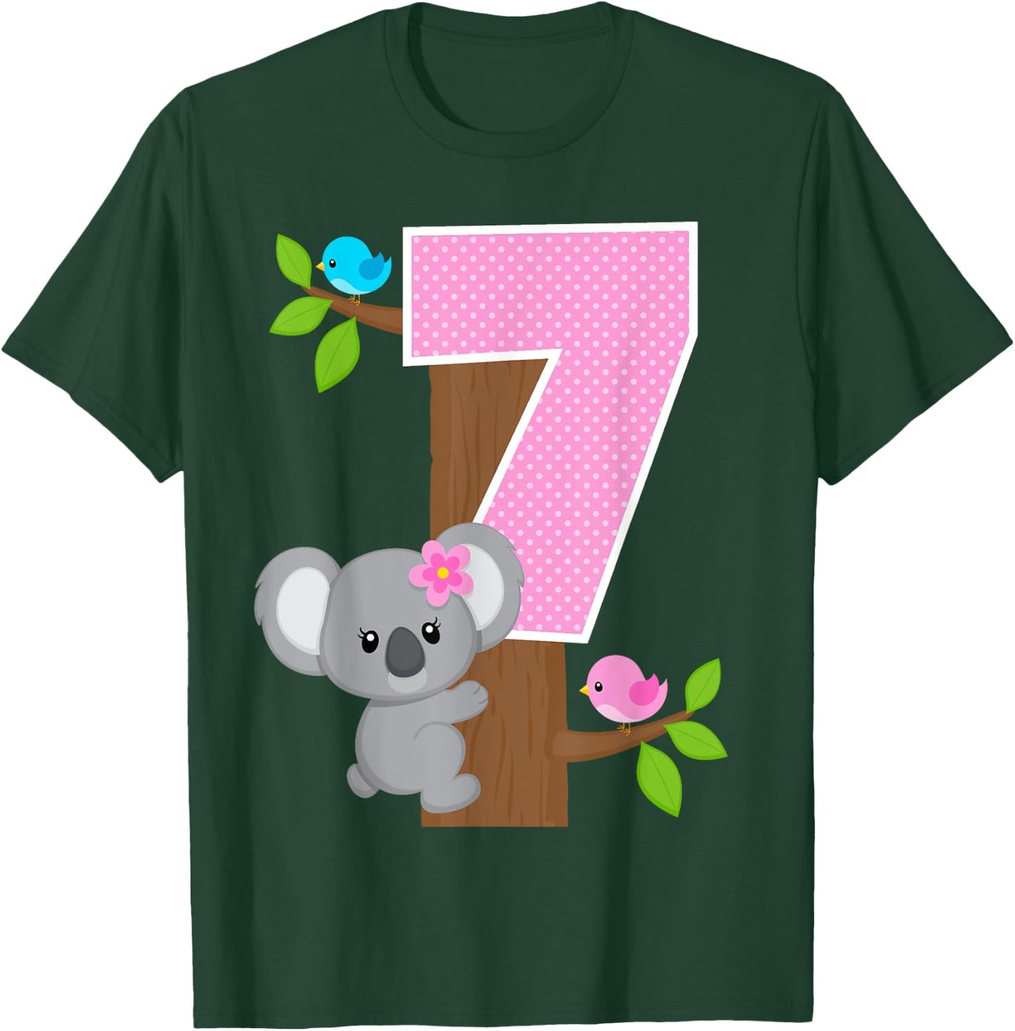 Koala Bear 7th Birthday Girl 7 Year Old Birthday Koalas Bday T-Shirt - T-Shirt | Forest