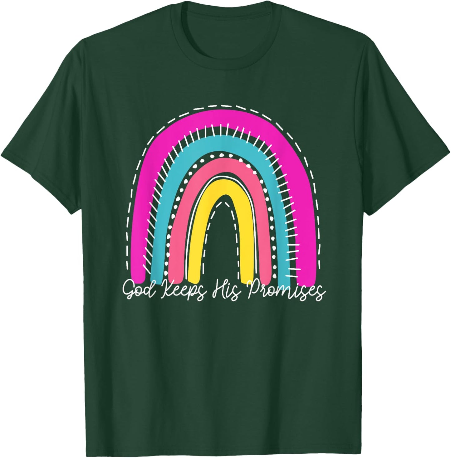 God Keeps His Promises Colorful Boho Rainbow Christian T-Shirt - T-Shirt | Forest