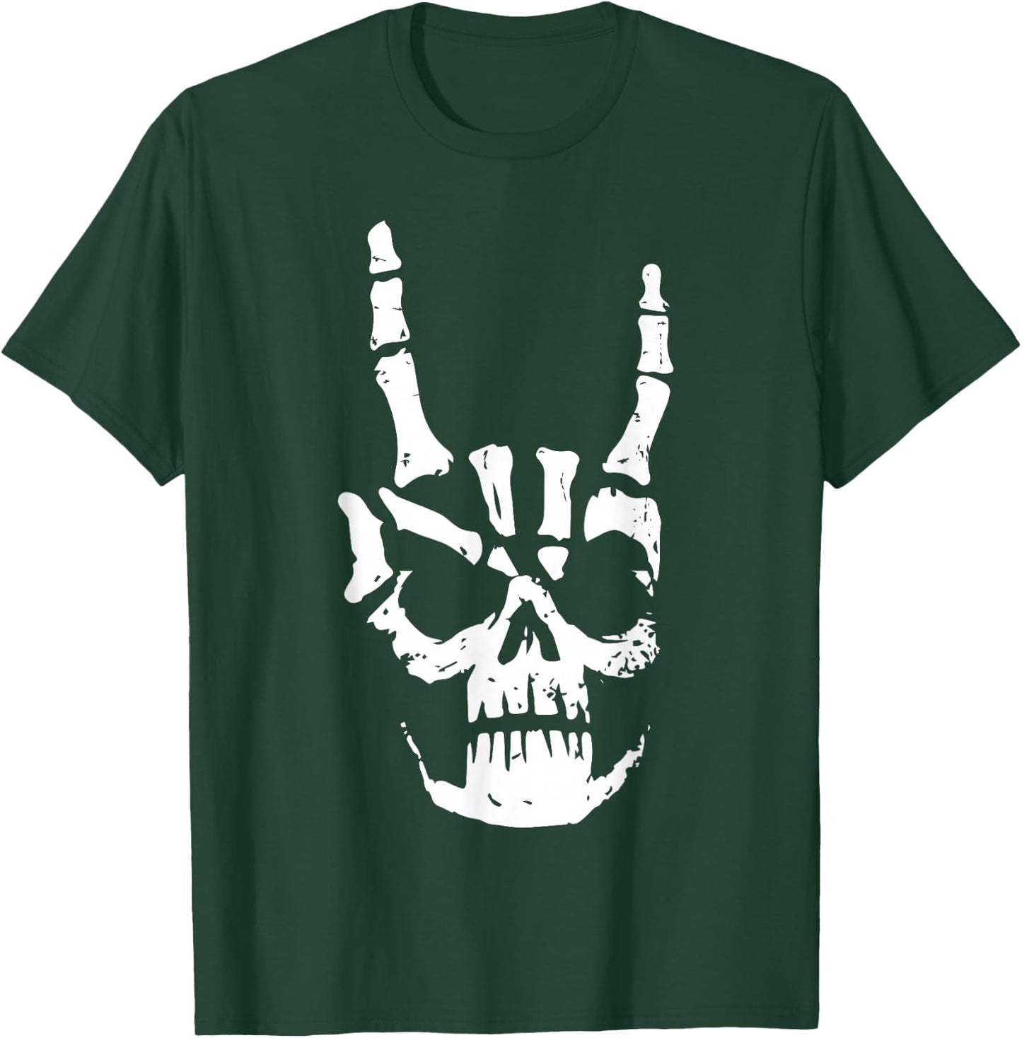 Hard Rock Skull Horn Hands Heavy Metal Gothic T-Shirt - T-Shirt | Forest