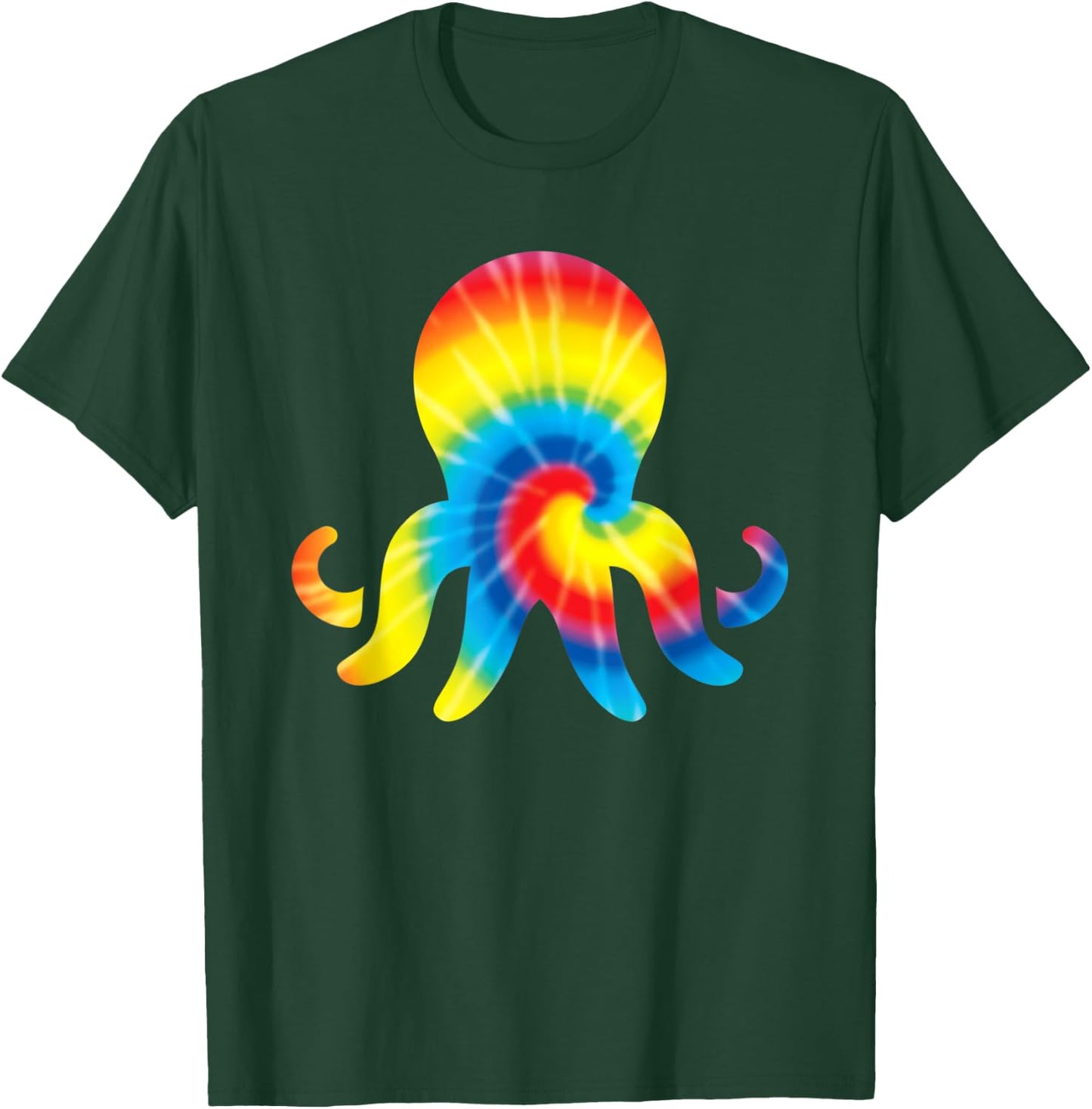 Tie Dye Octopus Rainbow Print Mollusc Hippie Peace Gift T-Shirt - T-Shirt | Forest
