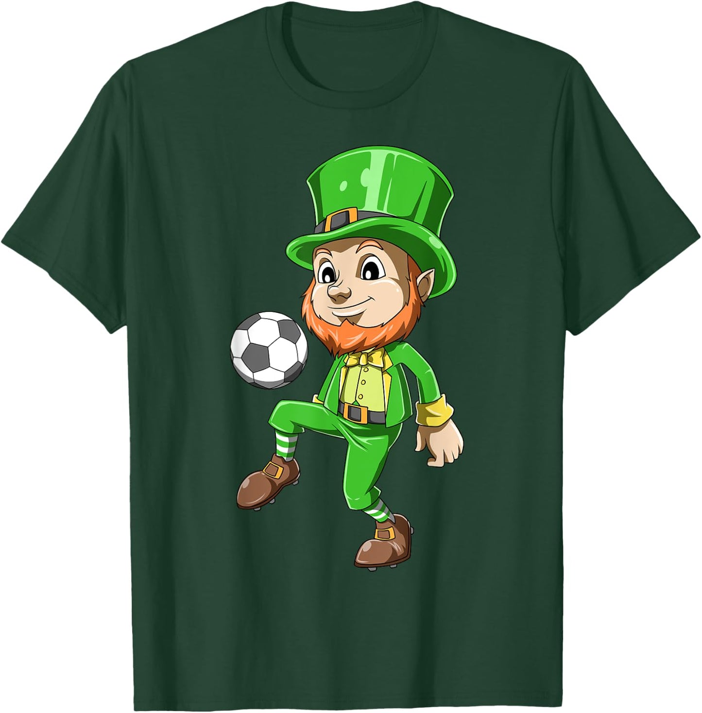 St Patrick's Day Soccer Irish Leprechaun Lucky Soccer Player T-Shirt - T-Shirt | Forest