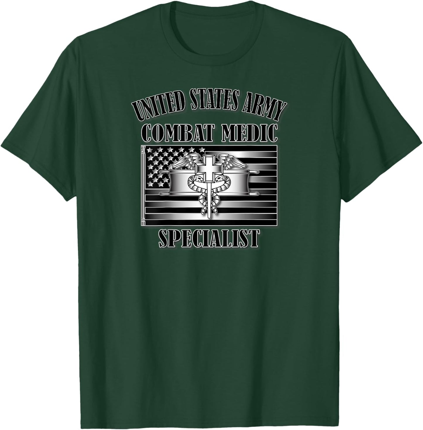U.S. Army Combat Medic Specialist (Back Design) T-Shirt - T-Shirt | Forest