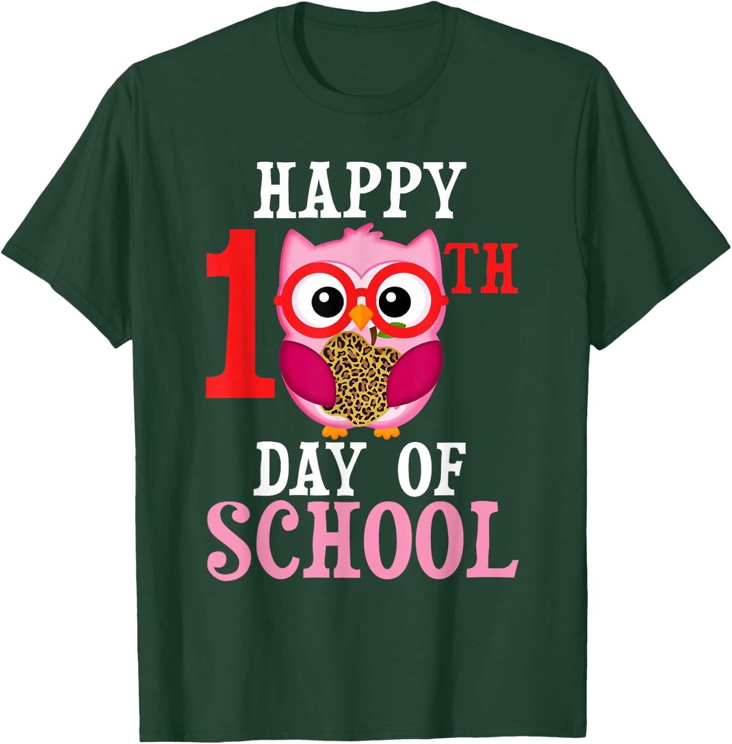 Happy 100th Day Of School Owl Cute Teacher Student Girls Owl T-Shirt - T-Shirt | Forest