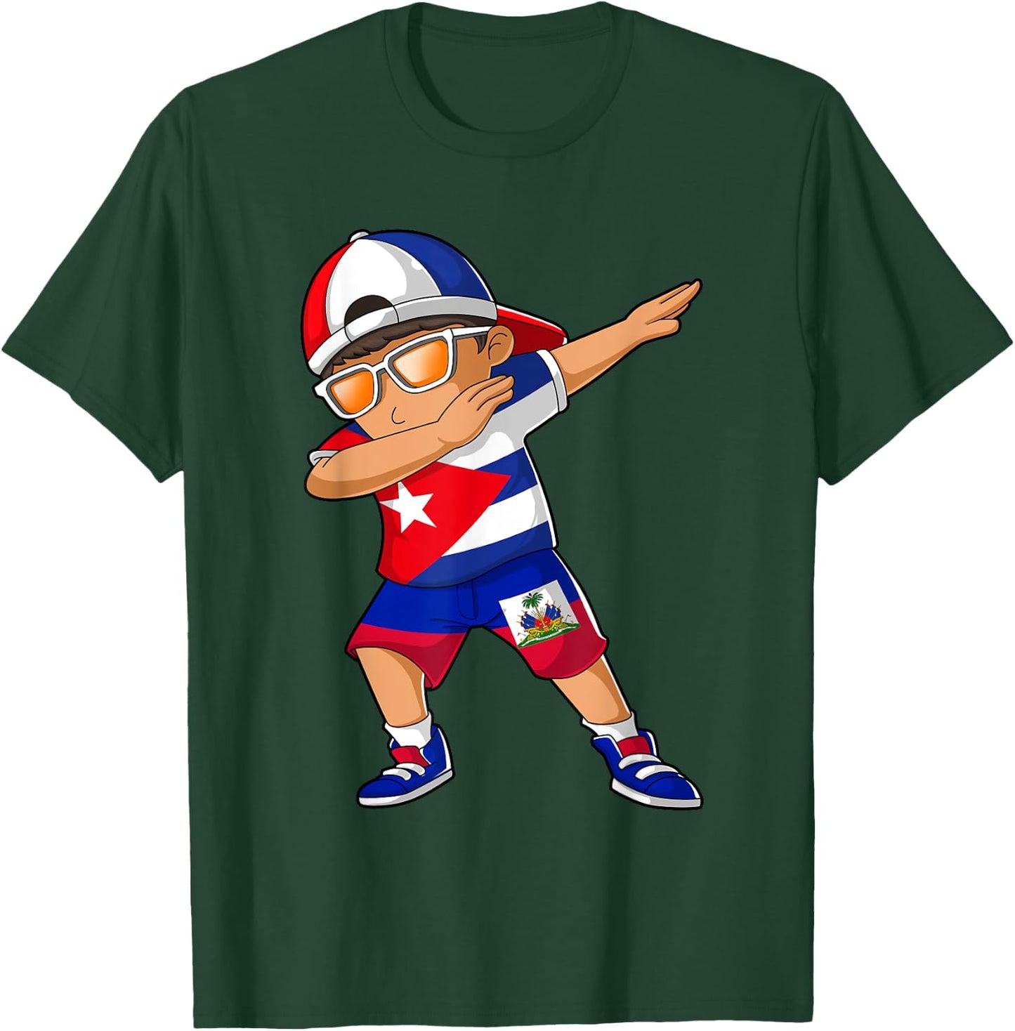 Half Cuban Half Haitian Boy Kid Cuba Haiti Flag T-Shirt - T-Shirt | Forest