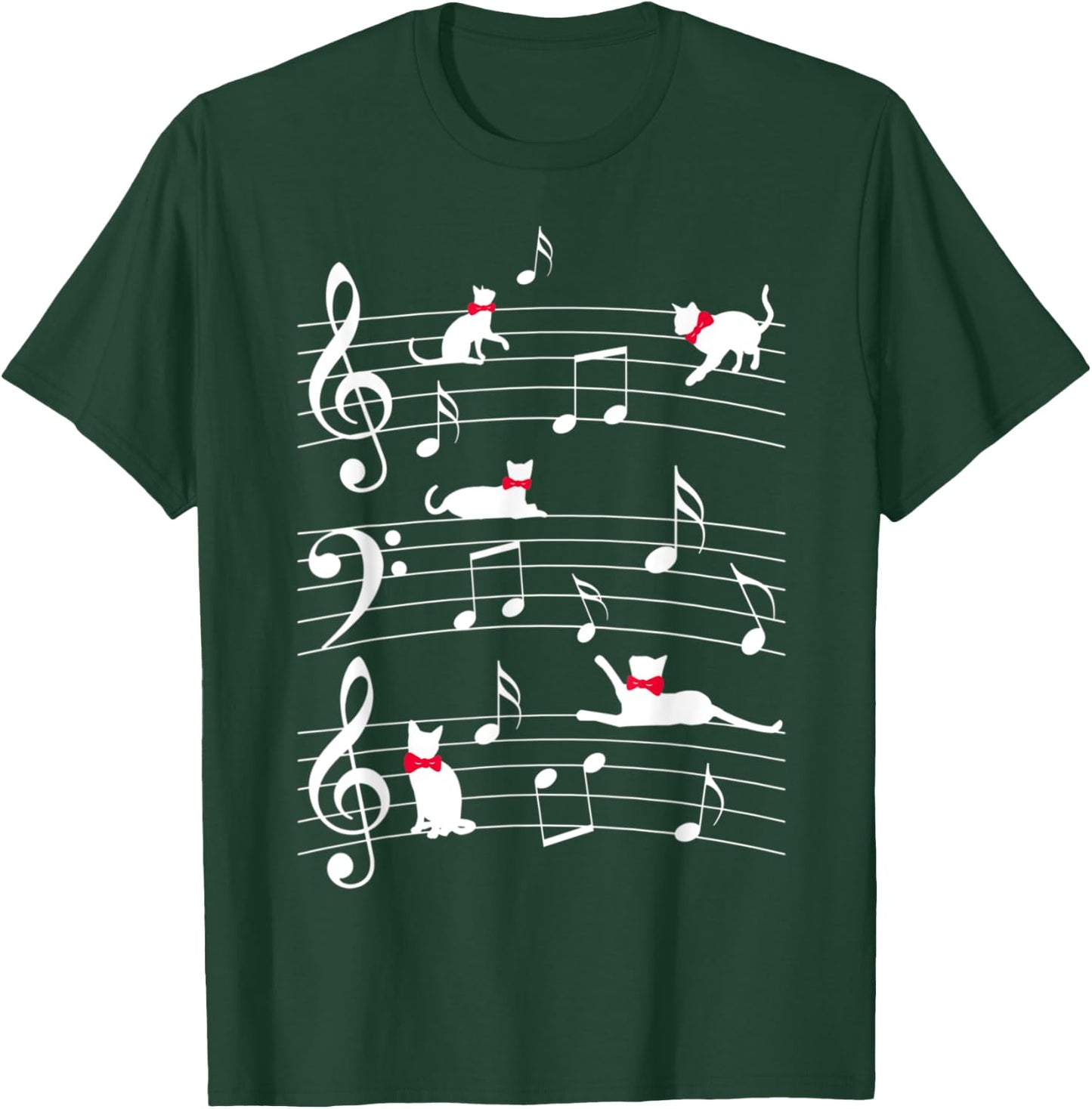 Cute catts play with music notes catt T-Shirt - T-Shirt | Forest