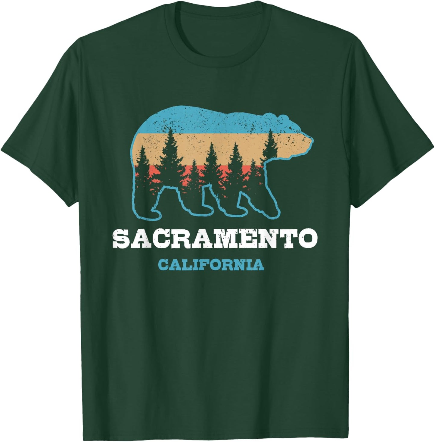 Sacramento California Vintage Bear Grizzly Nature Souvenir T-Shirt - T-Shirt | Forest