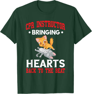 CPR Instructor CPR Trainer Bringing Hearts Back To Beat T-Shirt - T-Shirt | Forest