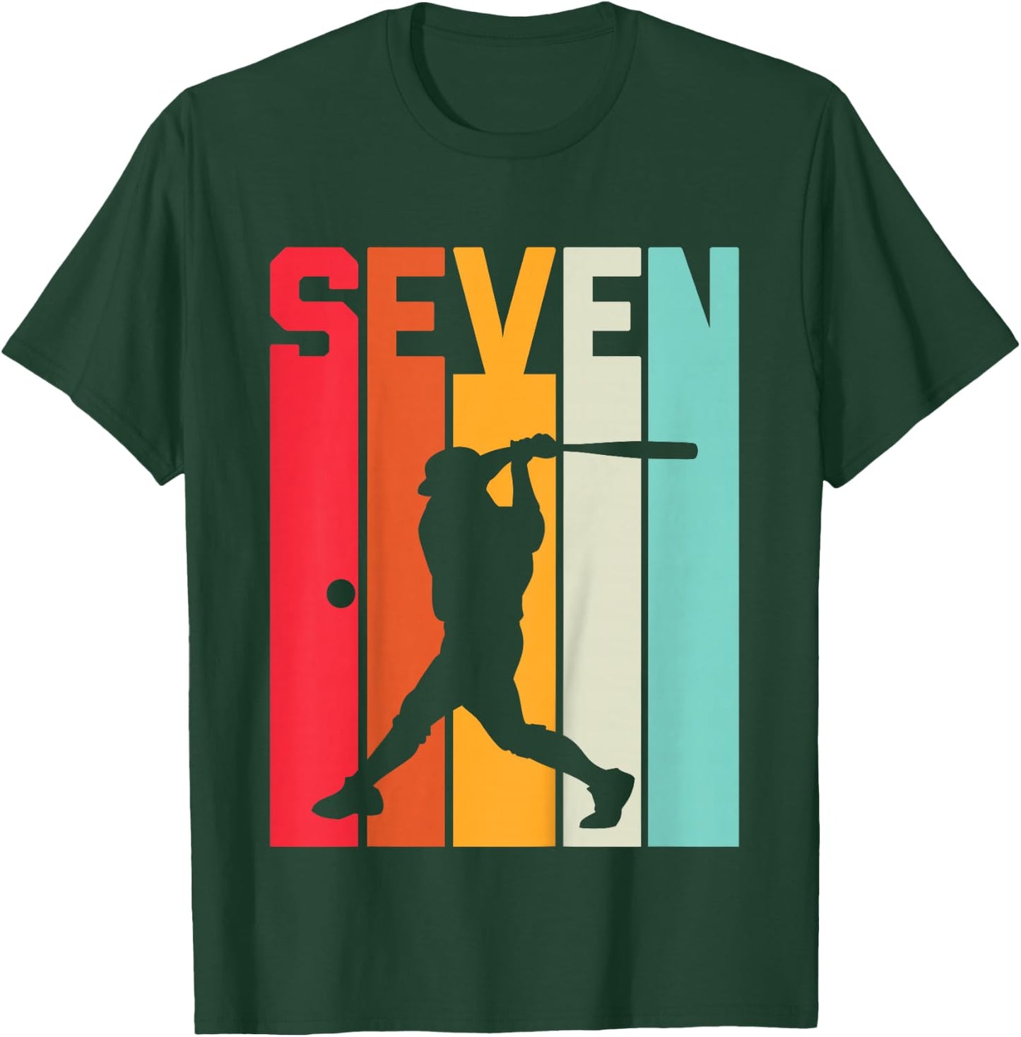 7th Birthday Retro Baseball 7 Years Old Boy Girl T-Shirt - T-Shirt | Forest