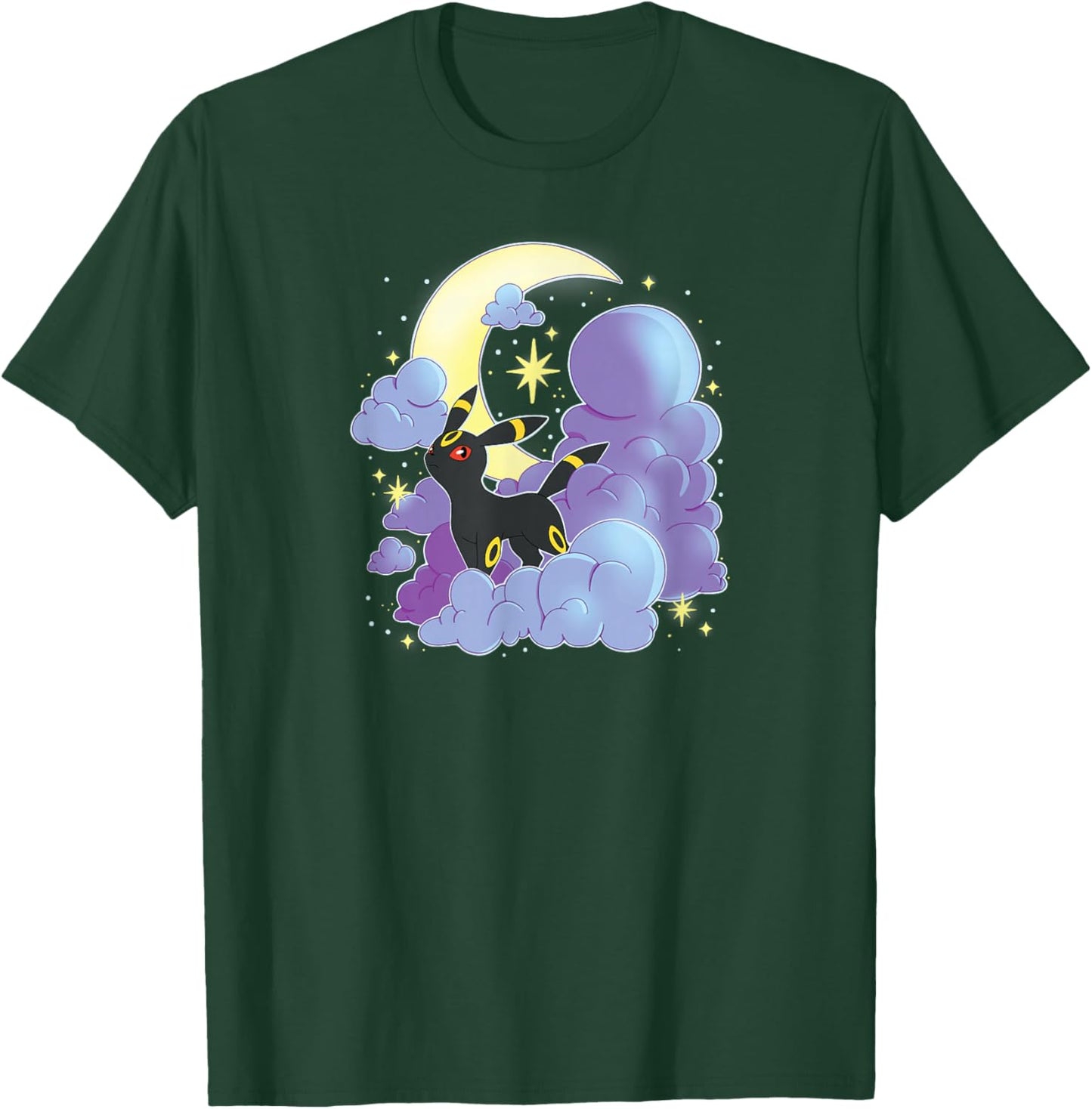 Pokémon - Umbreon Celestial Moon With Clouds T-Shirt - T-Shirt | Forest