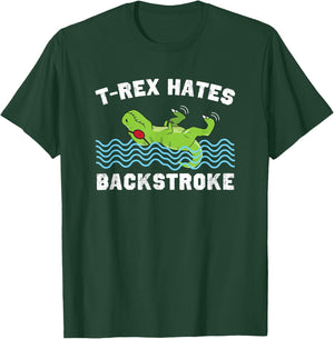 T-Rex Hates Backstroke Funny Beach Swimming Women Girls Kids T-Shirt - T-Shirt | Forest