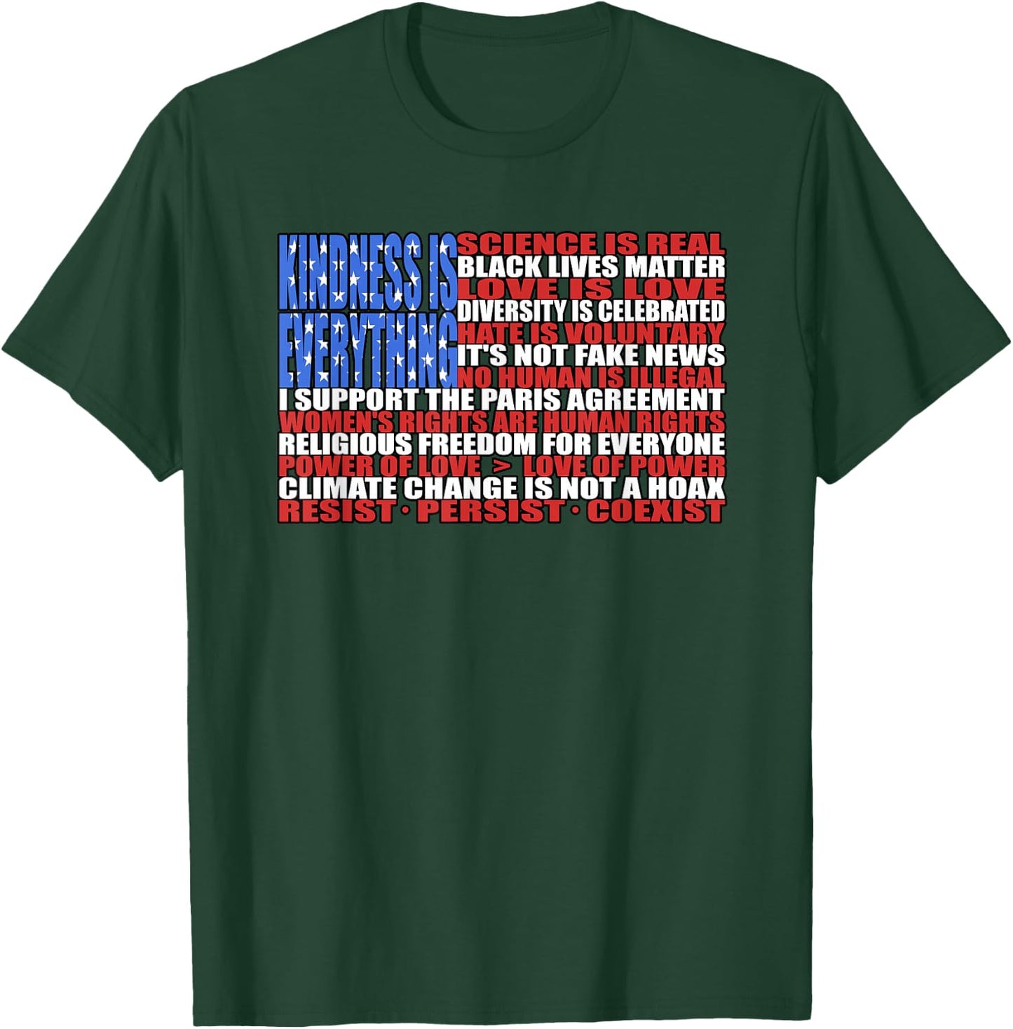 Political Protest American Flag - Equality, Science & Rights T-Shirt - T-Shirt | Forest
