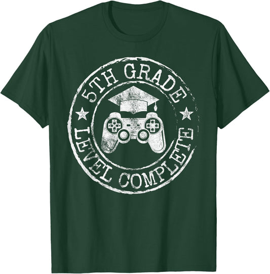 5th Grade Level Complete Fifth Grade Graduation Video Gamer T-Shirt - T-Shirt | Forest