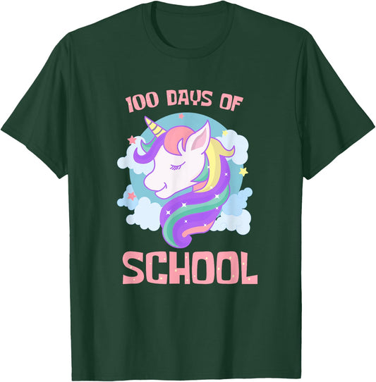 Unicorn 100 Days of School Magical 100th Day Girl Student T-Shirt - T-Shirt | Forest