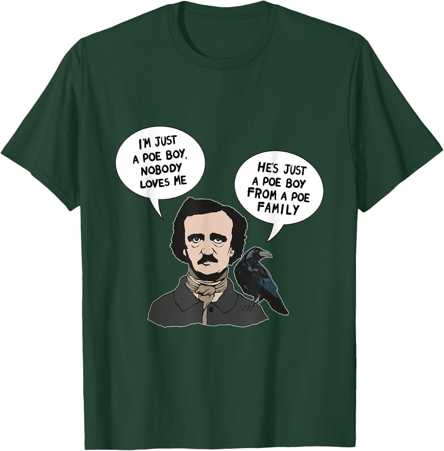 Allan Poe Boy From a Poe Family Raven Literature Book Nerd T-Shirt - T-Shirt | Forest