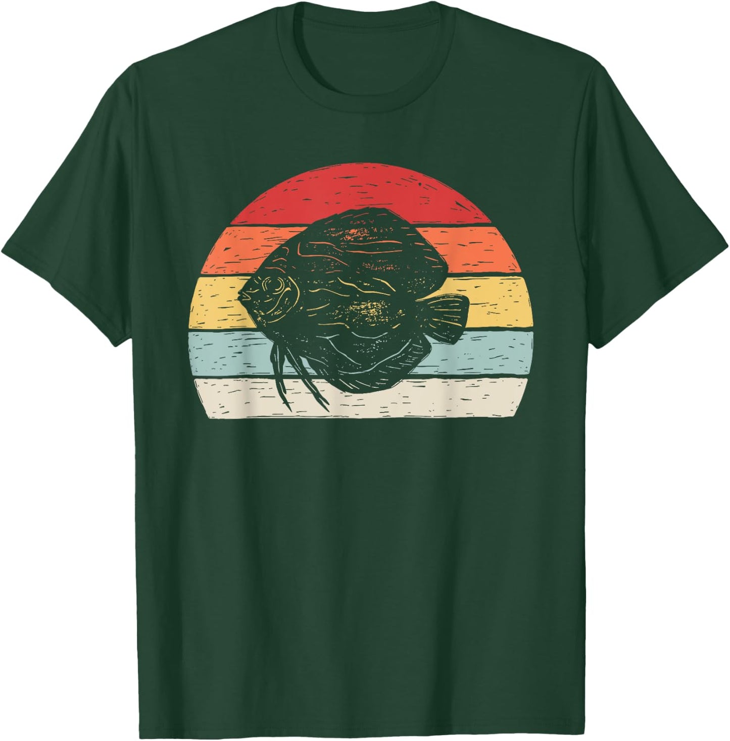 Catch Some Rays Vintage Retro Discus Fish Graphic - Black, Small T-Shirt - T-Shirt | Forest