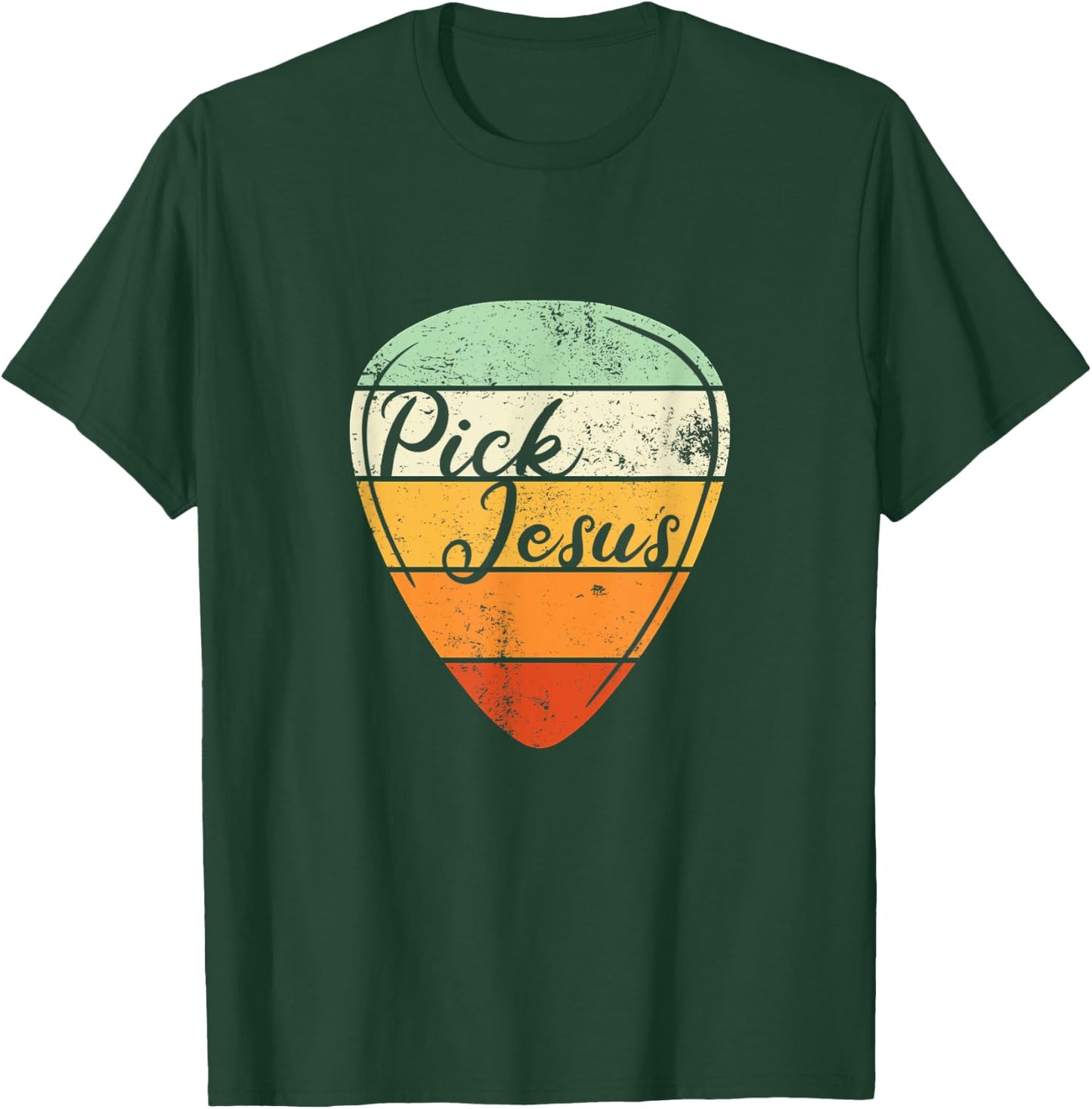 Pick Jesus - Christian Musician Vintage Guitar Pick T-Shirt - T-Shirt | Forest