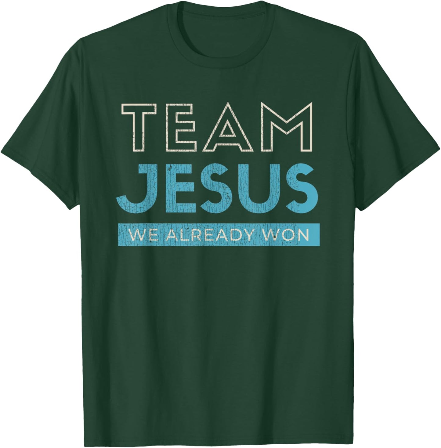 Vintage Team Jesus We Already Won Christian Black Retro Christian Graphic T-Shirt - T-Shirt | Forest