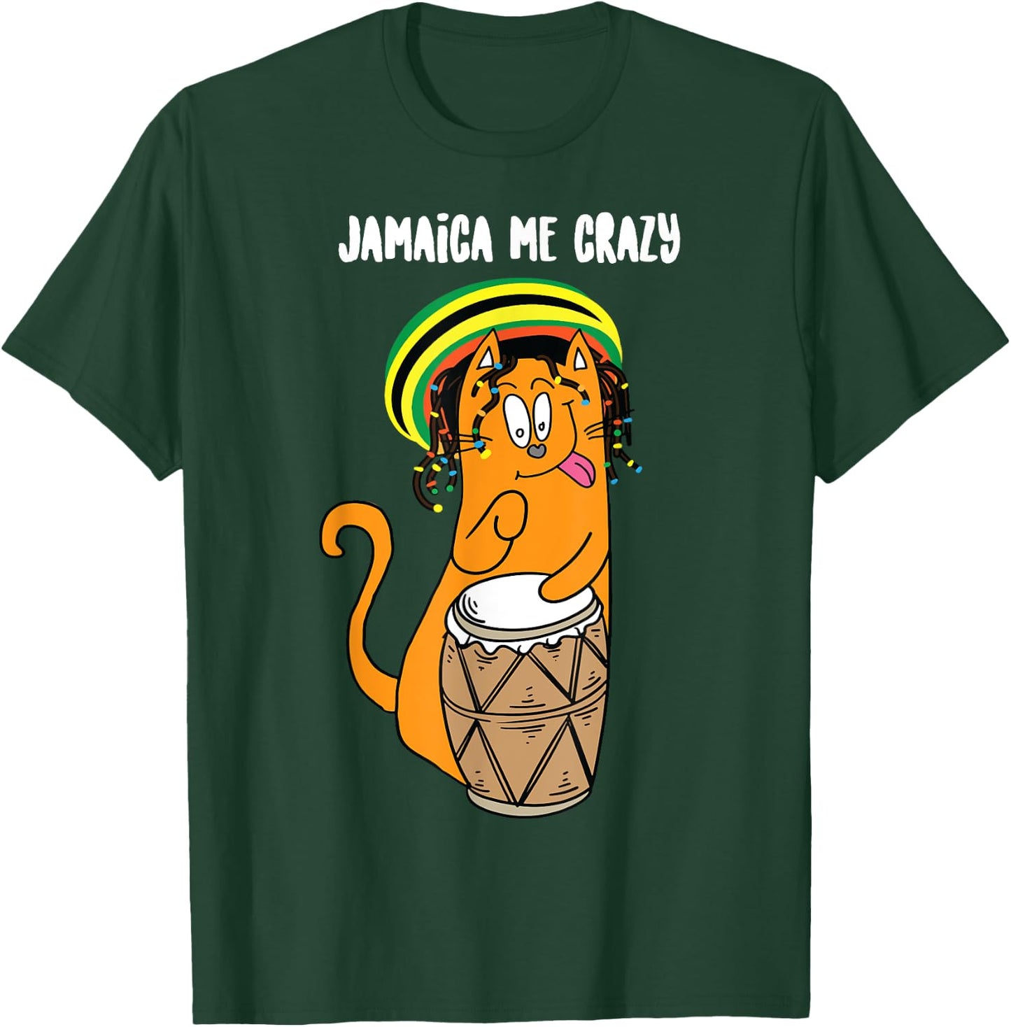 Funny Jamaica Me Crazy | Cute Jamaican Reggae Cat Gift Lover Women Girls Kids T-Shirt - T-Shirt | Forest