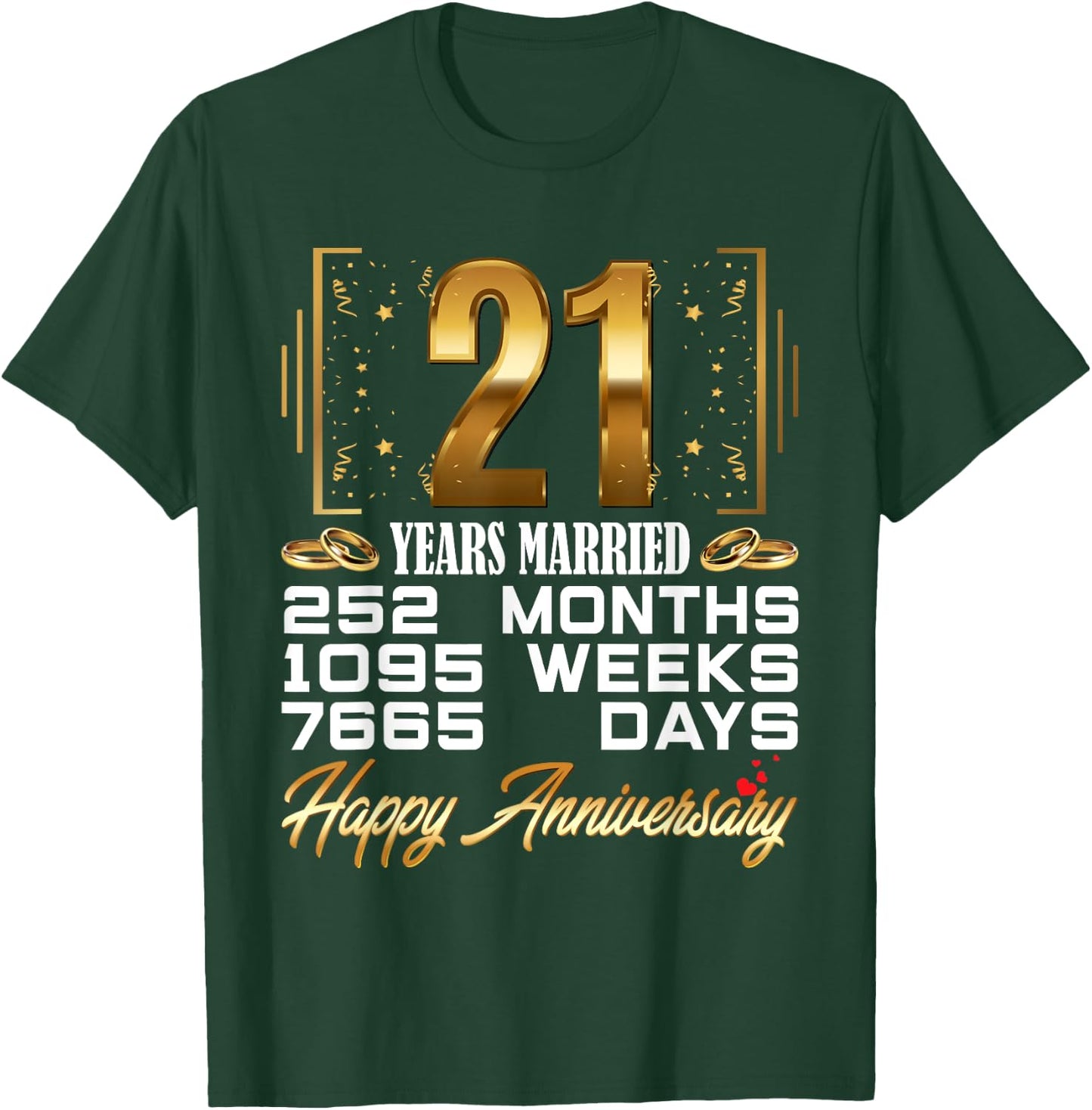 21 Years Married - Funny 21st Wedding Anniversary T-Shirt - T-Shirt | Forest