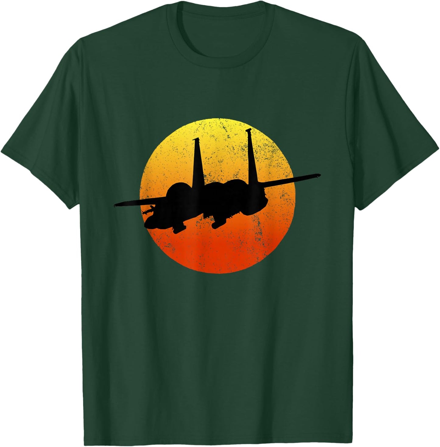 F-15 Eagle Silhouette Retro Sunset Jet Flies F15 T-Shirt - T-Shirt | Forest