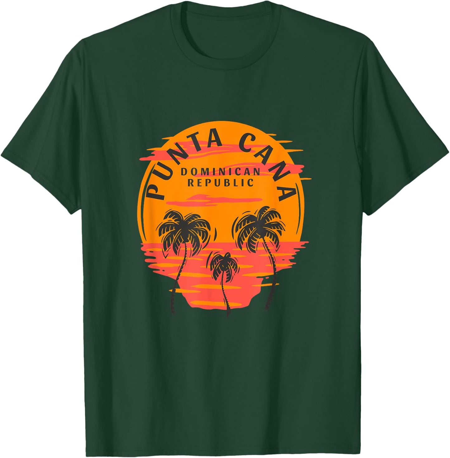 Retro Punta Cana Dominican Republic Palm Trees Sunset Skull T-Shirt - T-Shirt | Forest