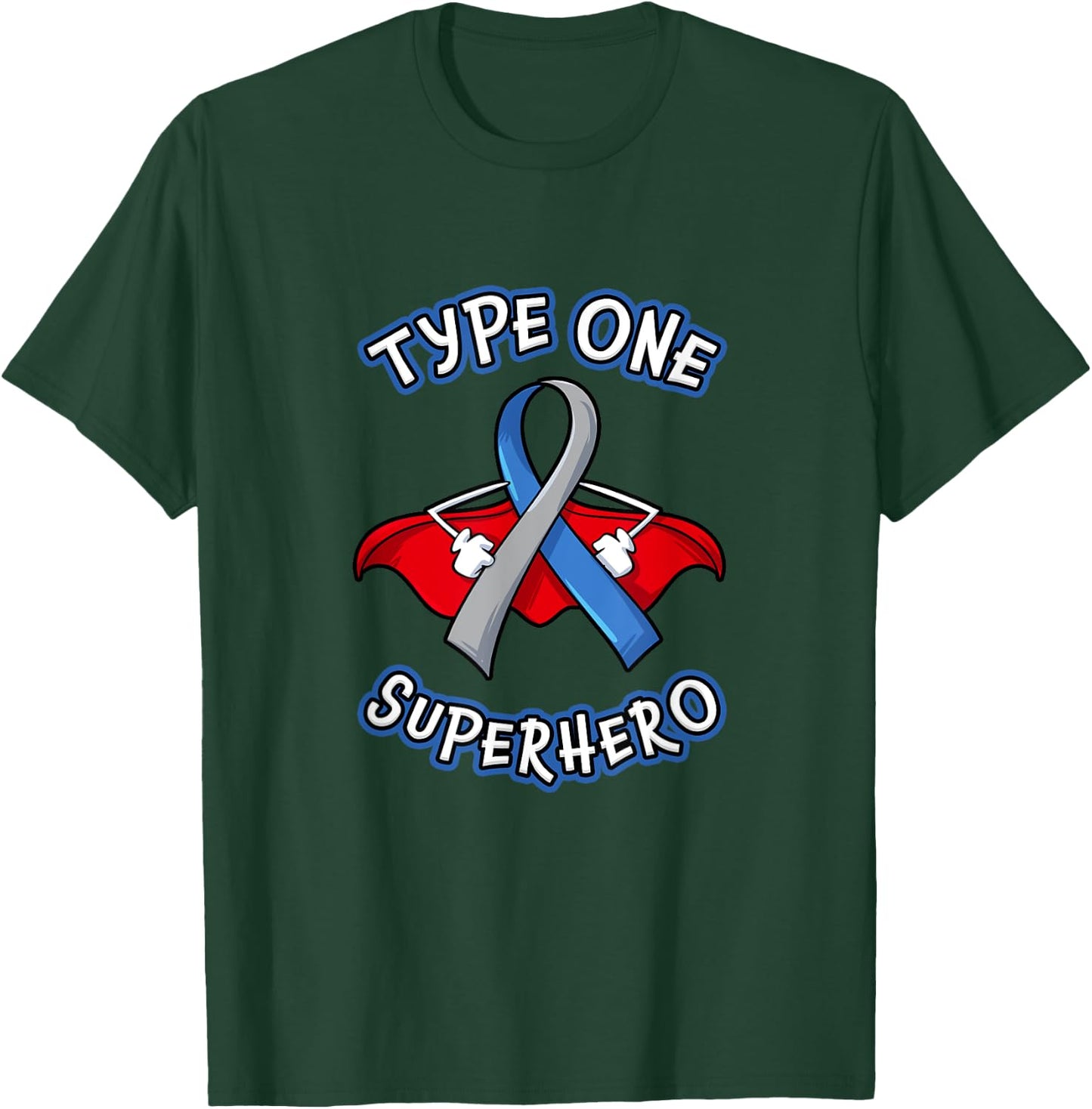 Type 1 Diabetes Superhero Awareness Diabetic Boys Girls T-Shirt - T-Shirt | Forest
