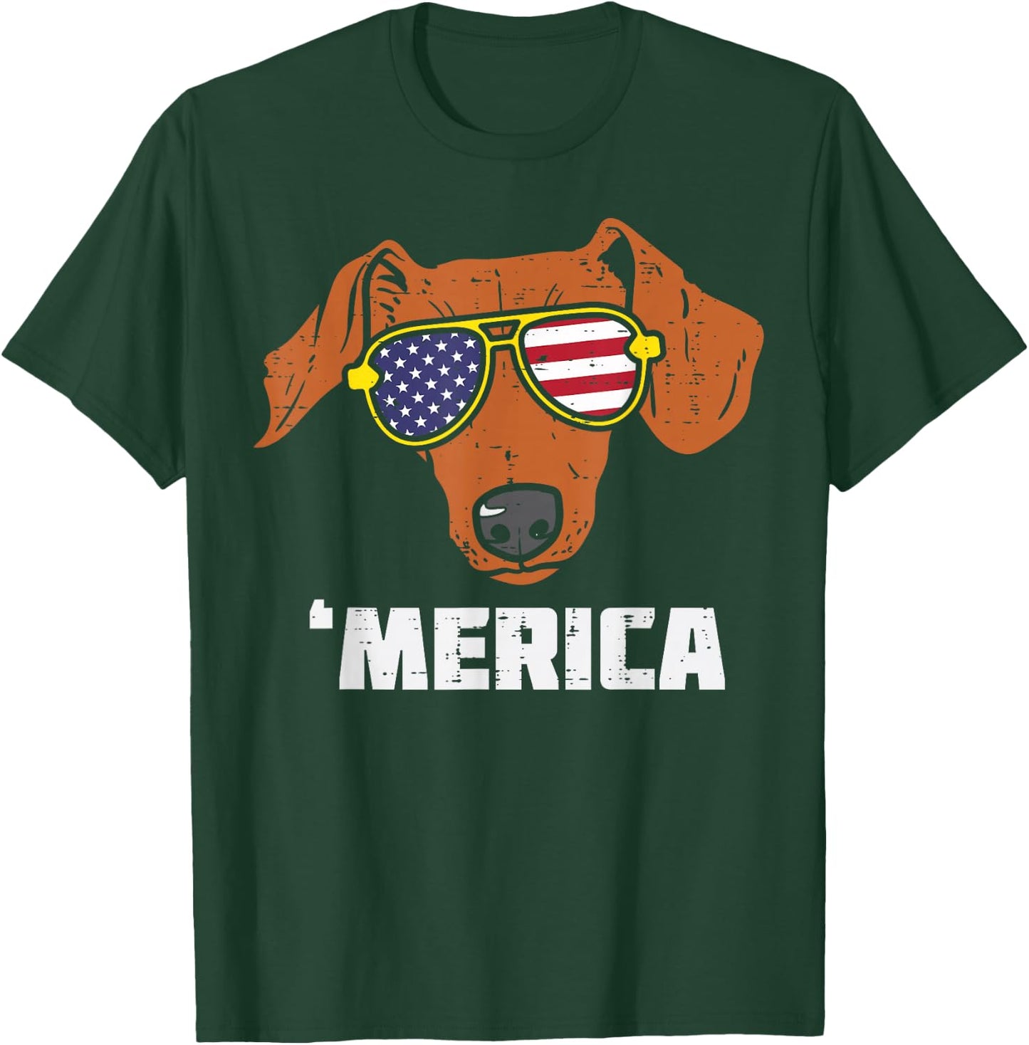 Dachshund Wiener American USA Flag 4th Of July Fourth Dog T-Shirt - T-Shirt | Forest
