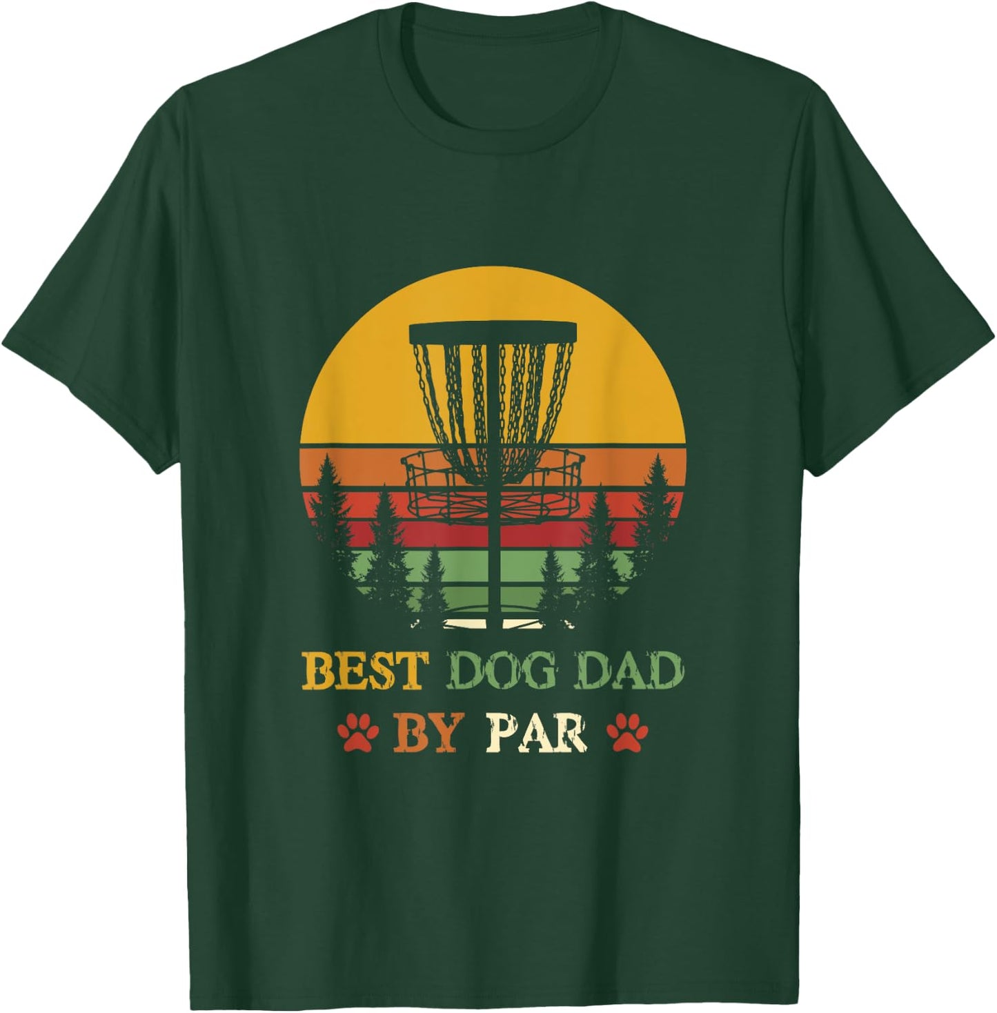 Best Dog Dad by Par Funny Retro vintage Frisbee Golf Disc Men Women Girls Kids T-Shirt - T-Shirt | Forest
