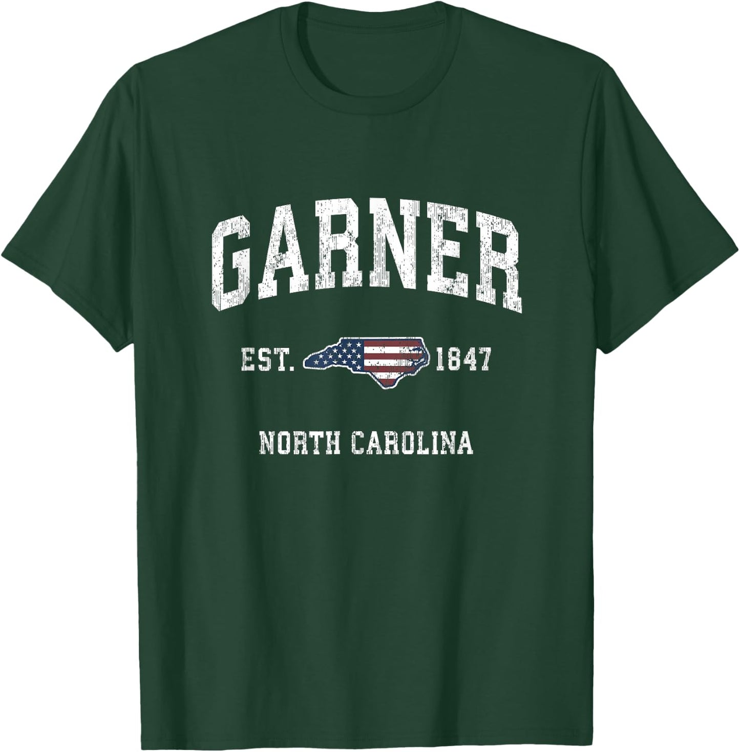 Garner North Carolina NC Vintage American Flag Sports Design T-Shirt - T-Shirt | Forest
