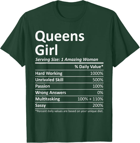 Queens Girl NY New York Funny City Home Roots USA Gift T-Shirt - T-Shirt | Forest